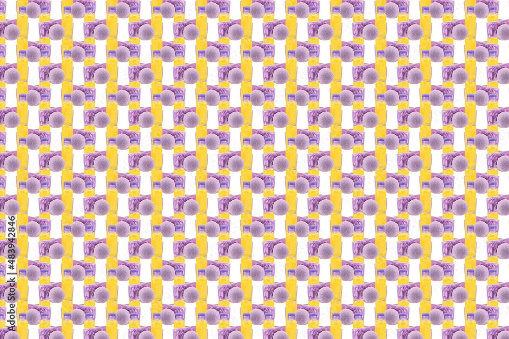 Abstract patterned background composed of cosmetic products Abstract patterned background composed of cosmetic products