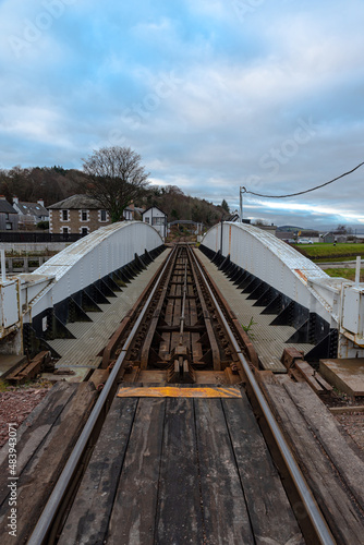 Rail swing bridge over the Caledonian Canal at Clachnaharry, Inverness