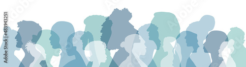 People of different ethnicities stand side by side together. Flat vector illustration.	