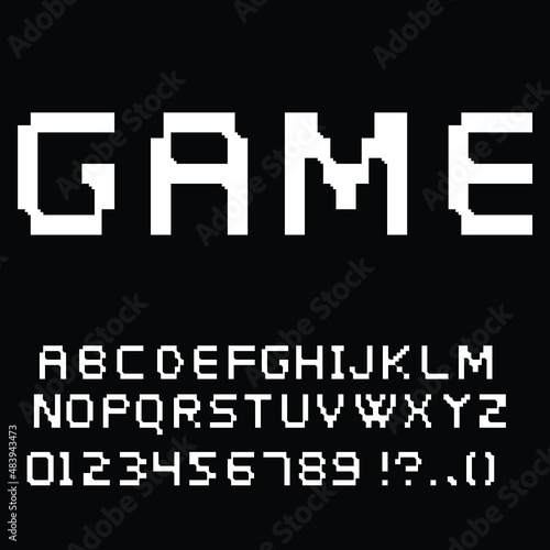 Pixel retro fonts .Video game letters and numbers . Vector alphabet .