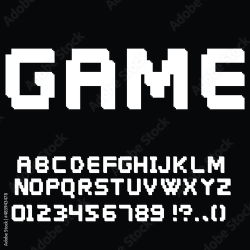 Pixel retro fonts .Video game letters and numbers . Vector alphabet .