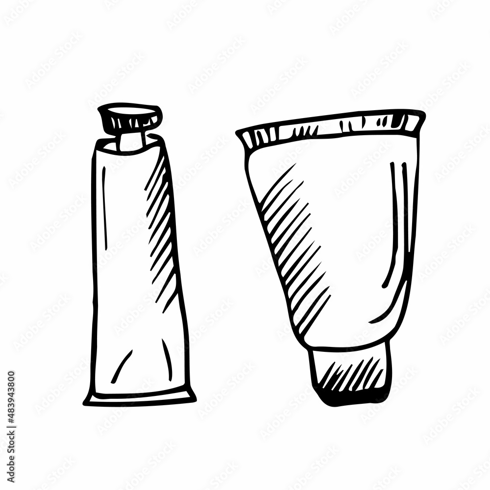 vector illustration of hand drawn bottles for cosmetics. EPS vector illustration of hand drawn bottles for cosmetics. EPS