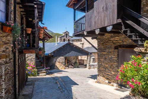 peñalba de santiago is a countryside town where houses are made of slate stone photo