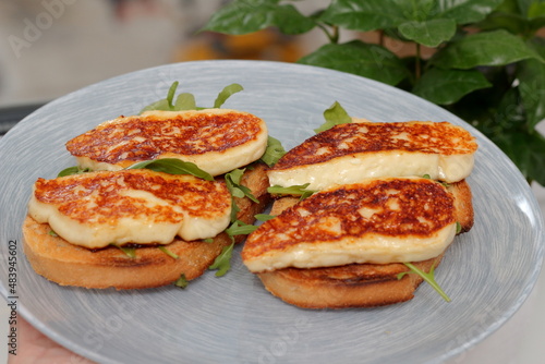 grilled cheese on toast with herbs