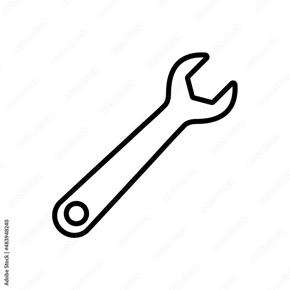Wrench line icon, vector outline logo isolated on white background Wrench line icon, vector outline logo isolated on white background