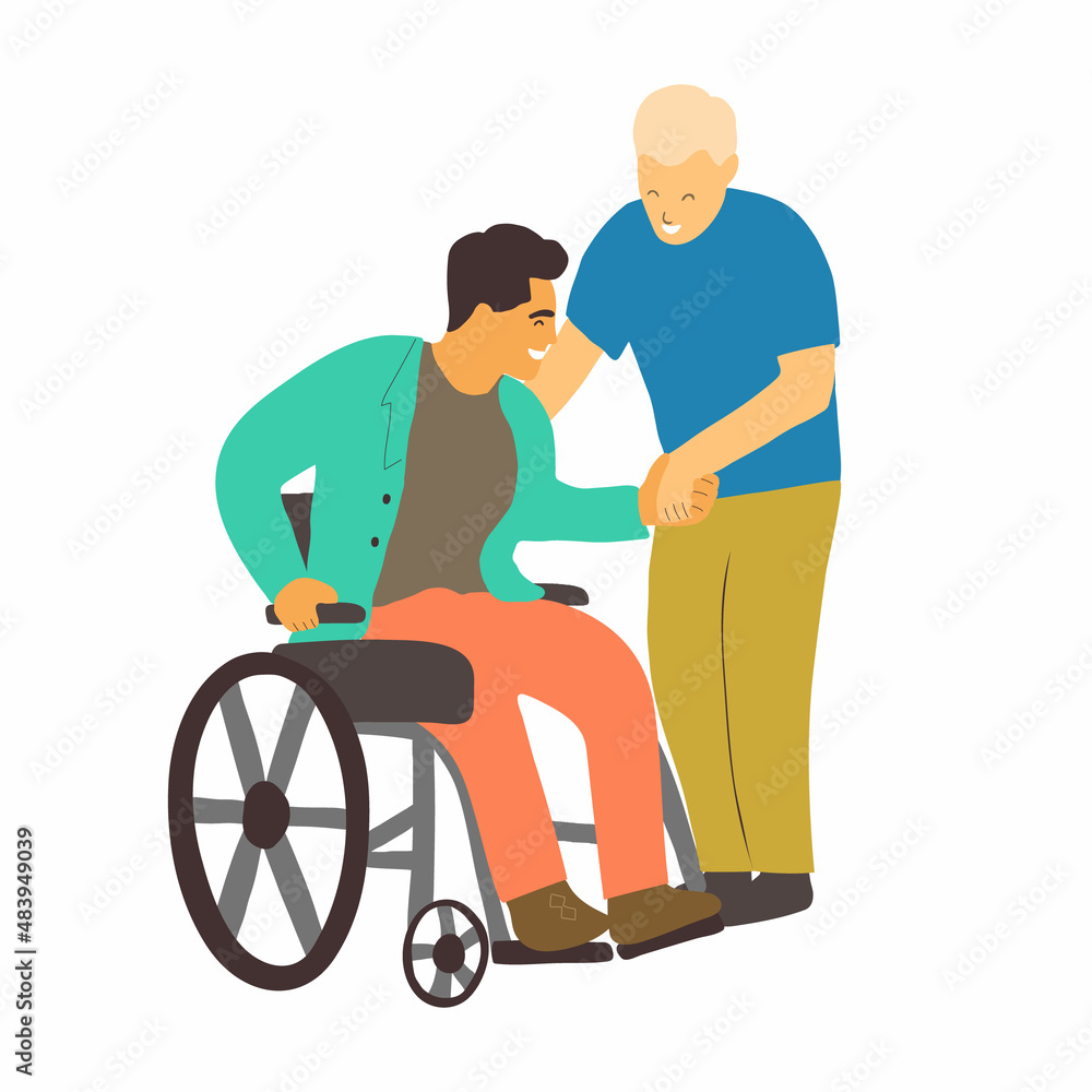 Fototapeta premium The best friends spend time together and laugh. The concept of inclusion and diversity in society. Vector illustration