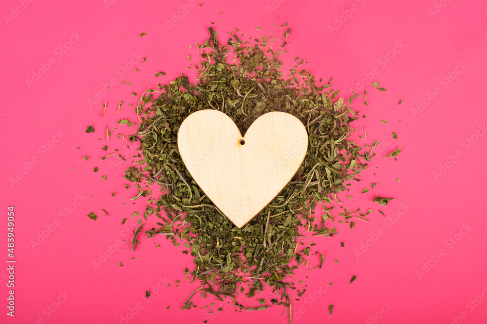 symbol of love from cannabis leaf, heart made of marijuanad valentine.