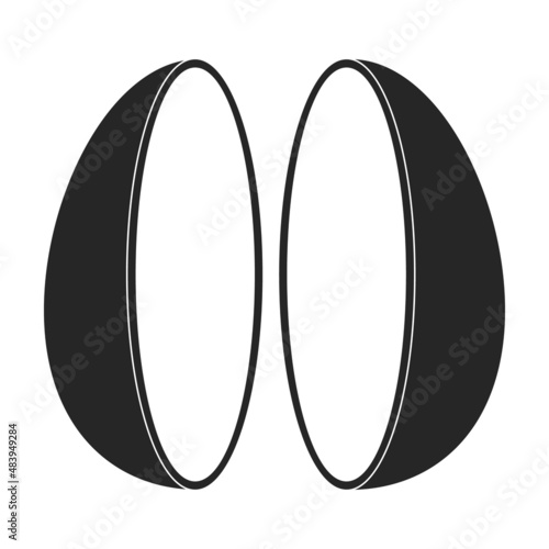 Chocolate egg vector icon. Black vector icon isolated on white background chocolate egg.