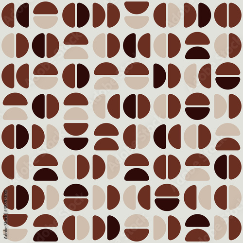 Vector seamless brown coffee pattern. Decor abstract coffee shapes illustration.
