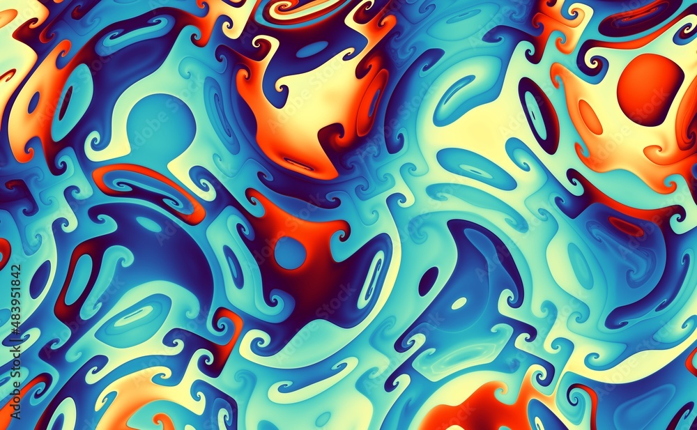 Abstract wavy futuristic ornament. Horizontal background with aspect ratio 16 : 9