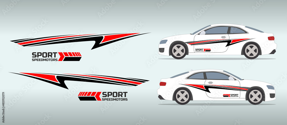 Car side sticker design. Auto vinyl decal template. Suitable for ...
