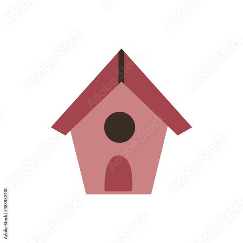 Cartoon birdhouse on a white background. Isolate. Symbol of family happiness. Stock vector