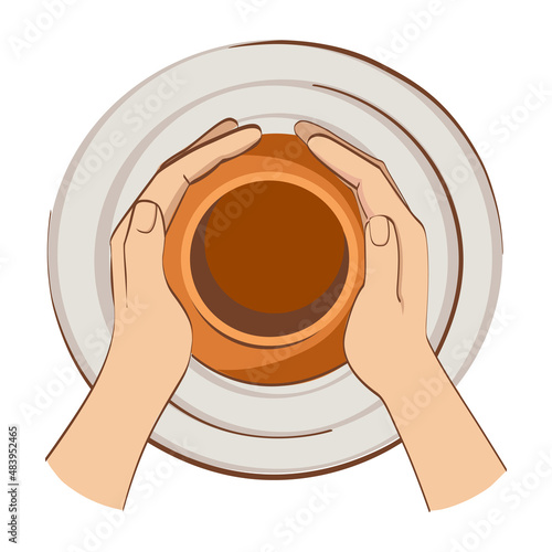 Pottery wheel. Pottery workshop. A potter sculpts a clay pot on a potter's wheel. Vector illustration.	
