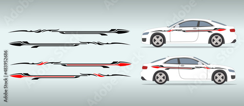 Car side sticker design. Auto vinyl decal template. Suitable for printing or cutting.
