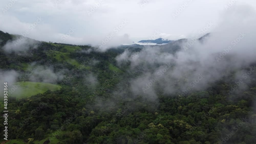 Aerial videos from above the atlantic forest in a cloudy day near the coast of Paraty, Rio de Janeio - Brazil Aerial videos from above the atlantic forest in a cloudy day near the coast of Paraty, Rio de Janeio - Brazil
