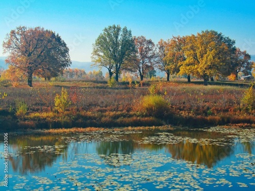 autumn lake in russia, samara