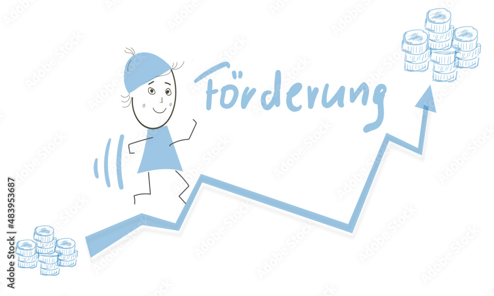 Förderung Skizze Pfeil Zeichnung Blau Anstieg Wachstum Förderung Skizze Pfeil Zeichnung Blau Anstieg Wachstum