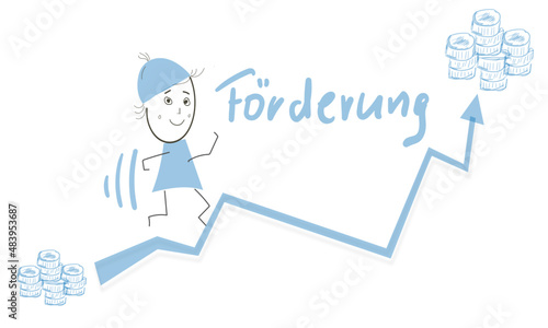 Förderung Skizze Pfeil Zeichnung Blau Anstieg Wachstum