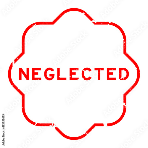 Grunge red neglected word rubber seal stamp on white background