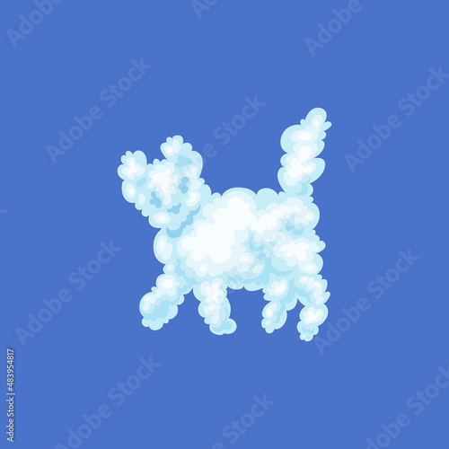 Cat animal clouds silhouette, flat cartoon vector illustration isolated.