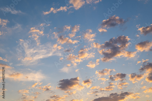 Photography Beautiful cumulus clouds in the blue sky at sunset