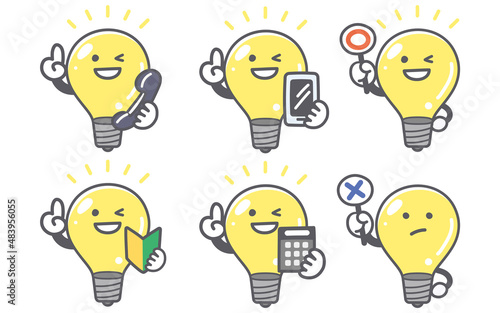 電球の喜怒哀楽に関する表情セット