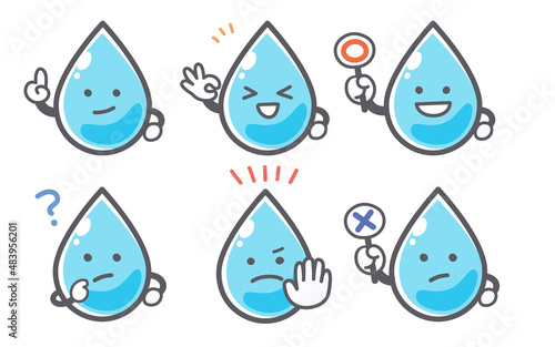水の喜怒哀楽に関する表情セット