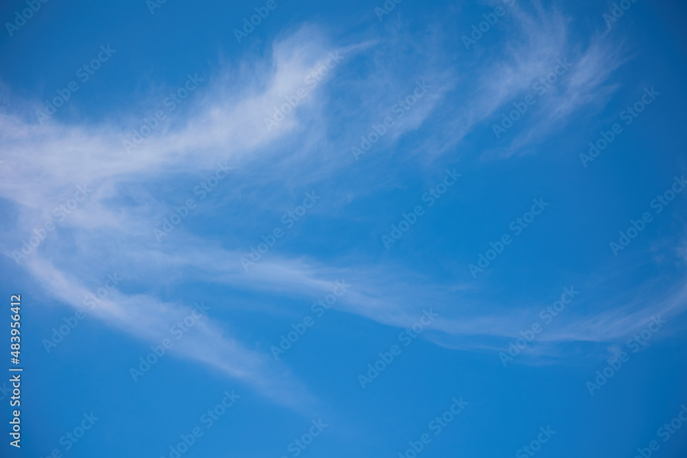 Summer, clear, blue sky with blurred clouds. Copy-space, perfect for a background, in soft colors Summer, clear, blue sky with blurred clouds. Copy-space, perfect for a background, in soft colors