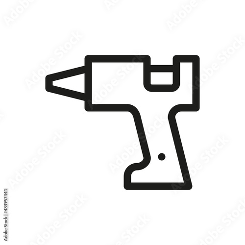 Hot glue gun isolated icon, mini hot melt glue gun vector icon with editable stroke