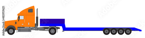 Color image of a freight road train. Vector illustration.