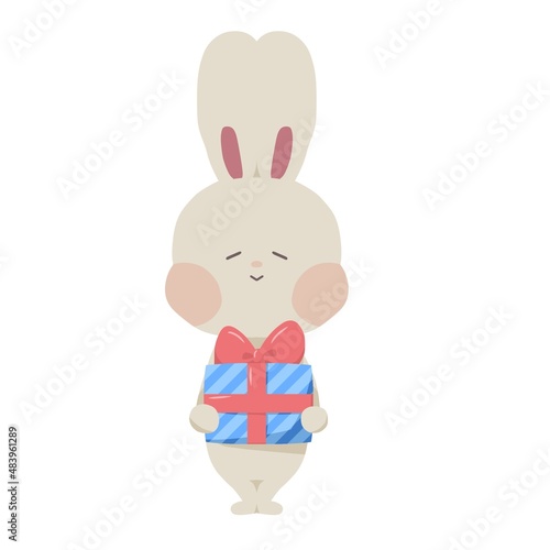 Illustration of a rabbit presenting a present