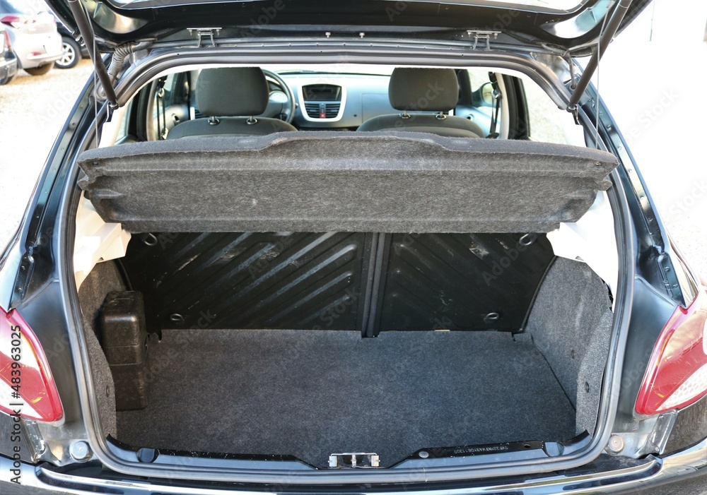 Empty car trunk. Luggage space.