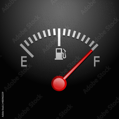Full fuel gauge icon. Vector illustration