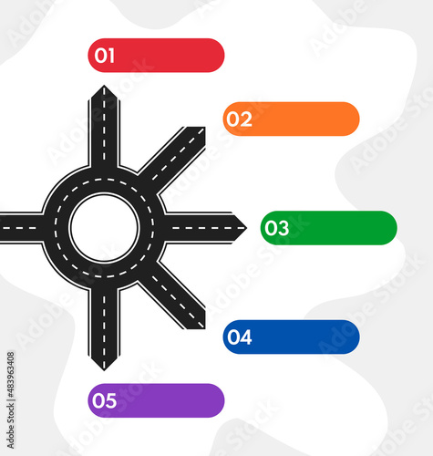 5 options select crossroad, road blank infografic vector template