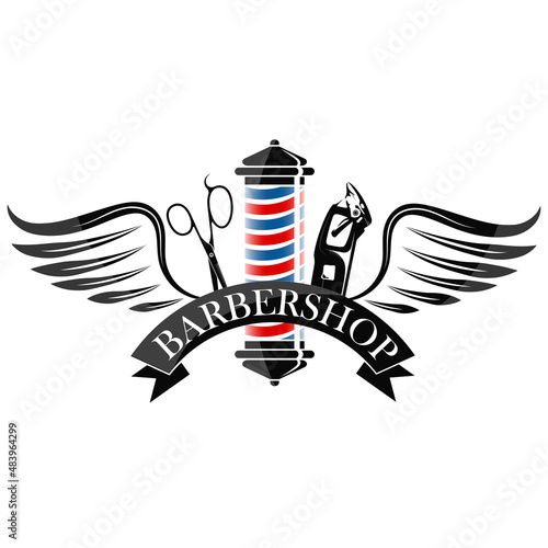 Scissors and electric machine. A unique symbol for a barber. Barbershop and beauty salon