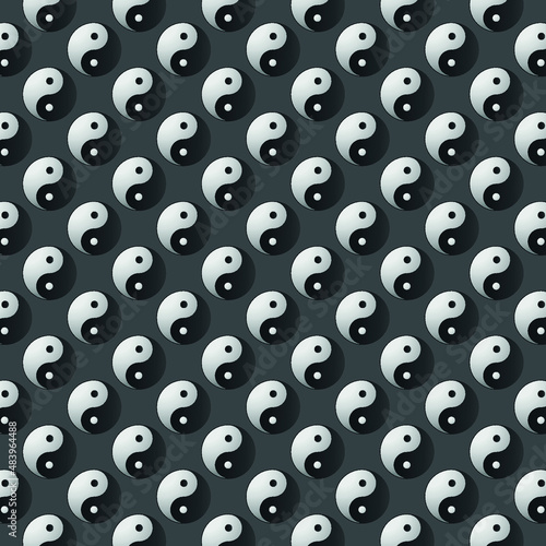 seamless pattern yin and yang symbol 3d gradient martial arts concept