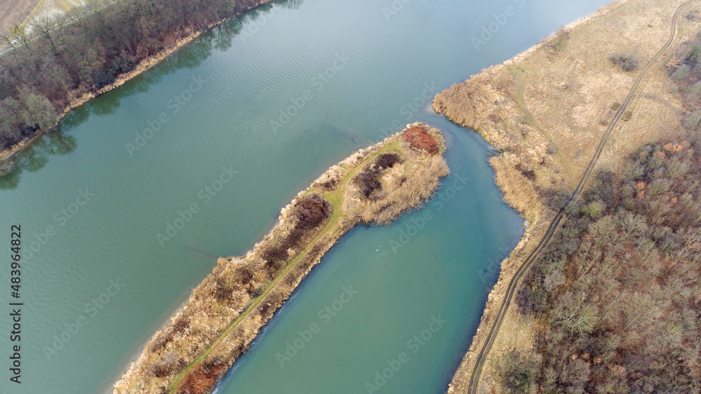 The Odra river with its arms near Wroclaw (Poland)