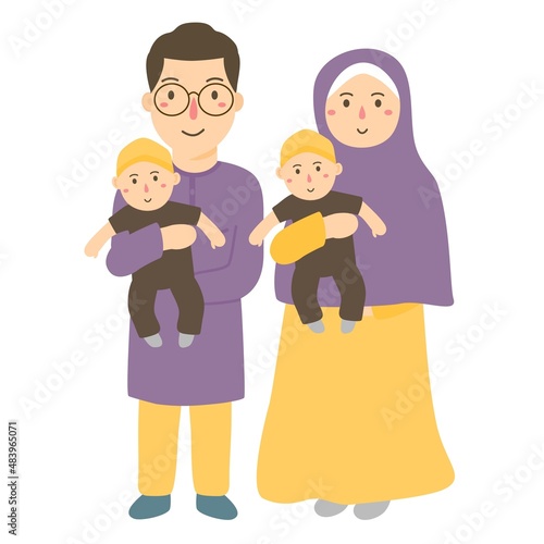 Asian muslim families celebrate eid together