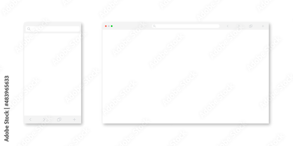 Browser window template. Website page mockup. Web site mock up. New tab empty window. Modern browser ui isolated vector. Browser window template. Website page mockup. Web site mock up. New tab empty window. Modern browser ui isolated vector.