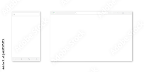 Browser window template. Website page mockup. Web site mock up. New tab empty window. Modern browser ui isolated vector.