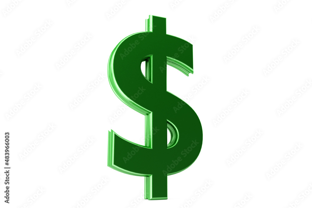 3D dollar sign render on white background. US dollar symbol. 3D illustration. 3D dollar sign render on white background. US dollar symbol. 3D illustration.