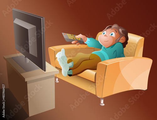 A child in front of the television