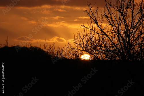 beautiful sunset in the winter  Naunton in Cotswolds