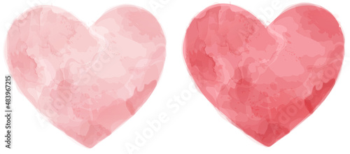 Vector watercolor style texture and heart frame for your gift and wedding invitations. Pink marble and ink splash style. Editable transparent templates made with layers. 