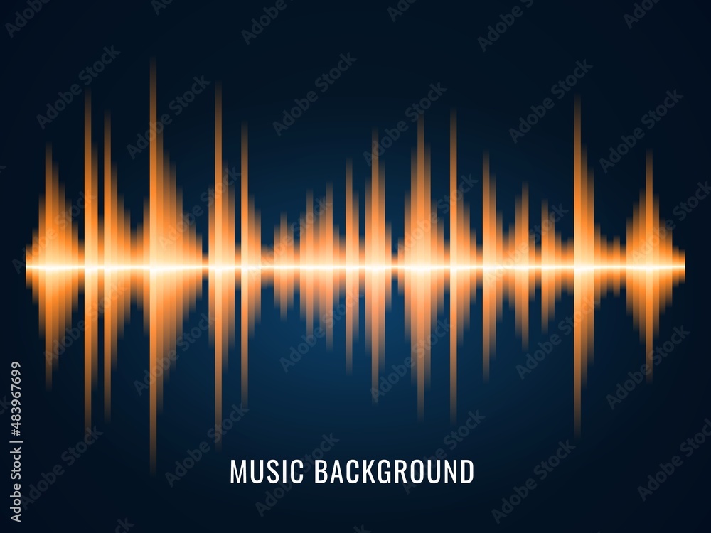 Shiny sound wave poster. Musical track abstract visualisation. Luminous stepped impulse. Sonic frequency spectrum. Electronic audio effect background. Vector digital equalizer concept Shiny sound wave poster. Musical track abstract visualisation. Luminous stepped impulse. Sonic frequency spectrum. Electronic audio effect background. Vector digital equalizer concept