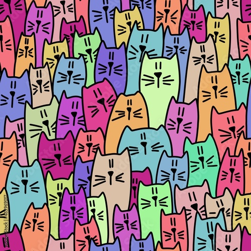 Cats. Texture with cats. Seamless pattern with cats. Cutie cats. Meow      