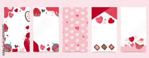 Valentine’s day story background for social media with heart, dessert