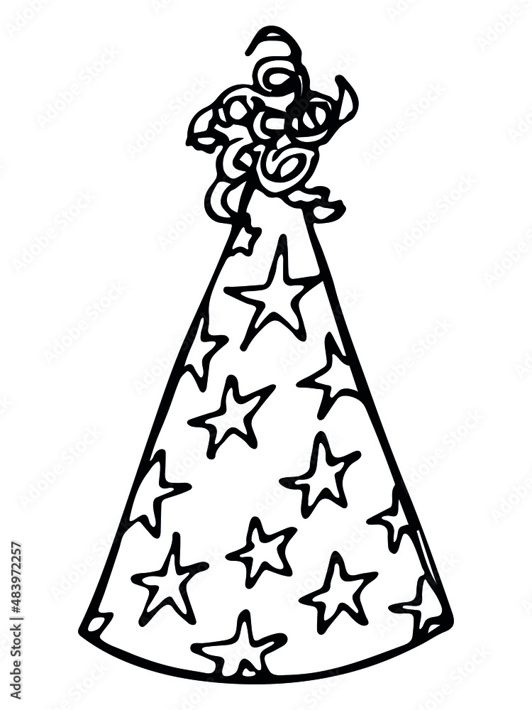 Hand drawn party hat illustration isolated on a white background. Birthday  cap doodle. Holiday clip art. Stock Vector | Adobe Stock