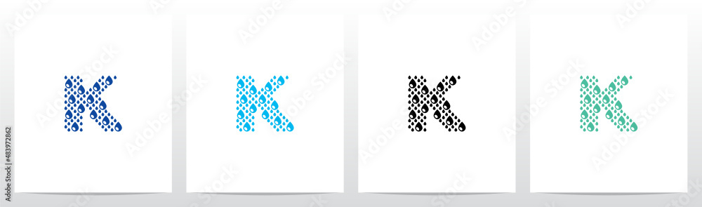Water Drop Forming Letter Logo Design K Water Drop Forming Letter Logo Design K