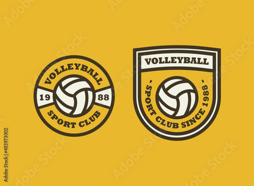Set of sport volleyball badges. Ball logotype. Sport team patch logo design